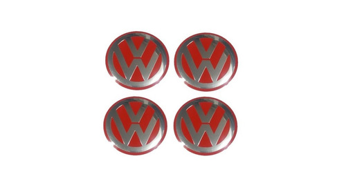 Jogo Emblema Vw P/calota Golf Tropper Amarok 90mm Vermelho