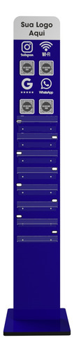 Totem Carregador Celular Azul Acrílico 1.30 M Rede Sociais