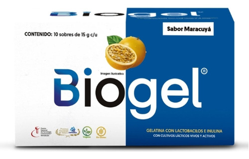 Biogel Gelatina Con Lactibacilos E Inulina Maracuyá 10 Sobre