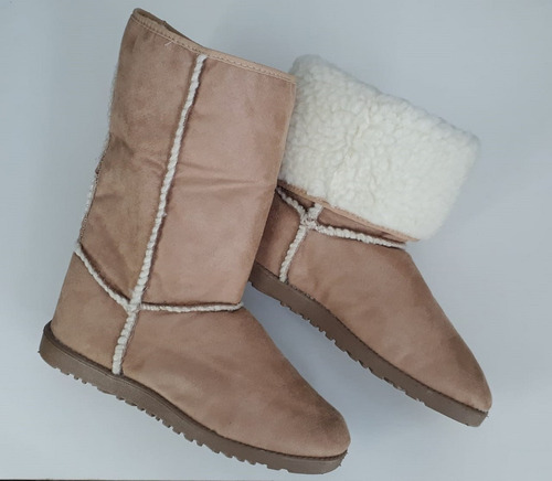 Imagem 2 de 5 de Bota Feminina Bege Toda Forrada Em Lã Inverno 100% Peluciada