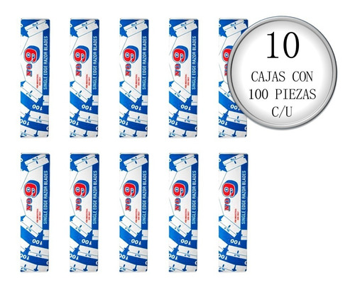 10 Cajas Con 100 Navajas C/u De 1 Filo Acero Al Carbono
