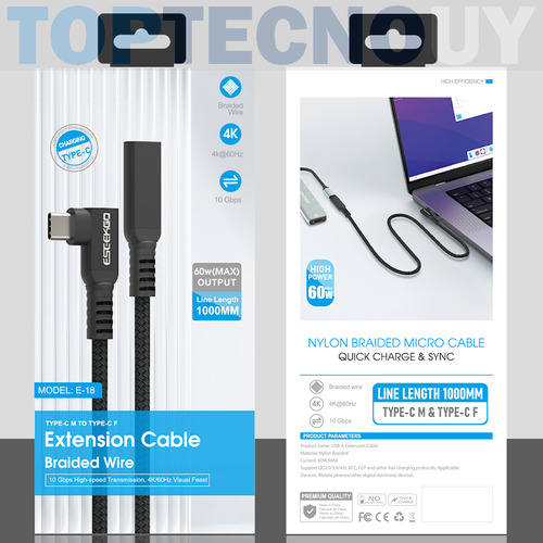 Cable Extension Alargue Usb-c Macho Hembra 1m Metro Tipo C ®