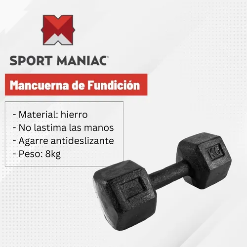 Mancuernas Fundicion Hexagonal 8 Kilos Pesas Sport Maniac