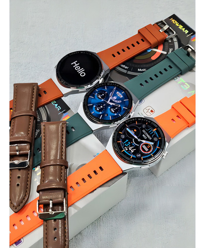 Smartwatch Gt3 Redondo 2 Pulseiras Com Nfc Chat Gbt E Gps Pulseira Marrom