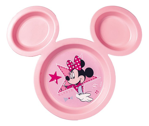 Prato  Infantil Disney Com Orelhas  70ml Cor Rosa