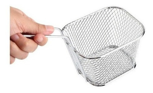 8 Cesta Grande De Batatas Fritas De Aço Inoxidabl Quadrado