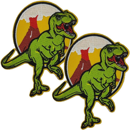 Tela Bordada Parche Para Ropa, Mxdos-002, 2 Parches, Tyranno