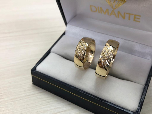 Imagen 2 de 7 de Anillos De Boda Oro 10k Zirconia 6mm