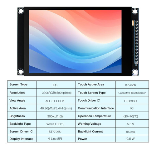Pantalla Táctil Capacitiva Lcd Spi 3.5in 320x480 Arduino Esp