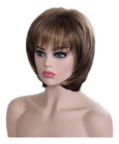 Pelucas Pelo Corto Rubio Mixto Castaño Oscuro For Mujeres