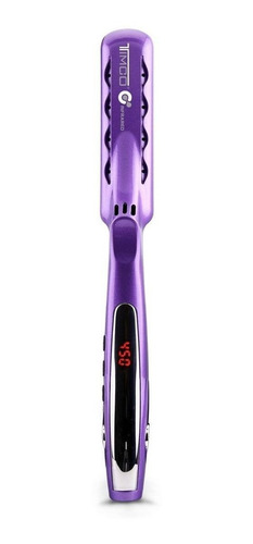 Plancha de cabello Timco LM-125 violeta y plata con placas de titanio 110V