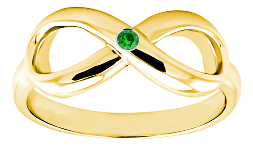 Anillo Infinito Oro Sólido 10k Certificado Esmeralda Luxy Amarillo
