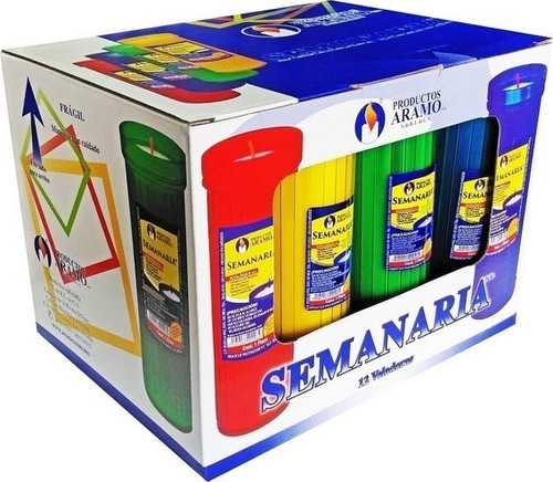 Veladora Aramo Semanaria 7 Dias Caja Con 12 Piezas Colores