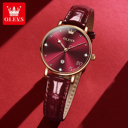 Reloj De Cuarzo Simple Olevs Calendar Diamond