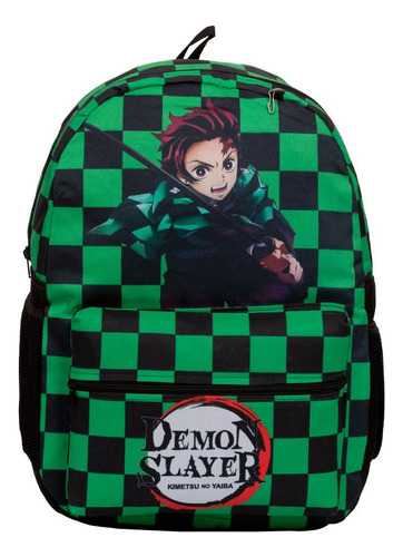 Mochila Infantil Masculina Demon Slayer Juvenil Cor Verde