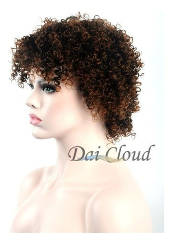 Mujeres Corta Cabello Rizado Rizado Afro Castaño Oscuro Cosp