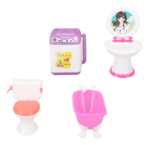 Set De Baño Dollhouse De Simulación De Lavabo En Miniatura