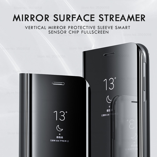 Funda De Piel Con Tapa Smart View Mirror Para Samsung Galaxy S25 Plus S25 Ultra S25 Edge Con Función Atril Magnética