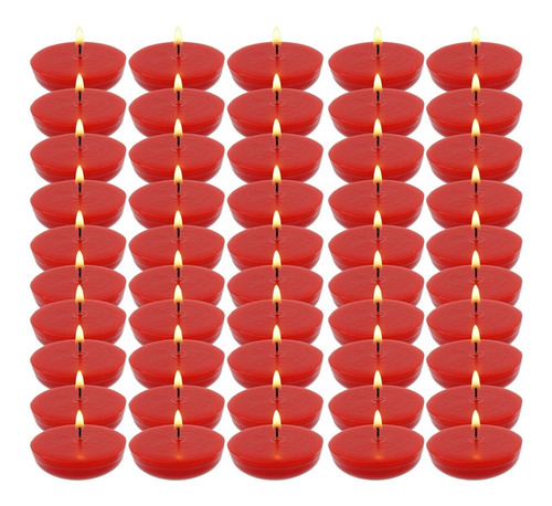 50 Velas Flotantes Color Rojo Aluzza