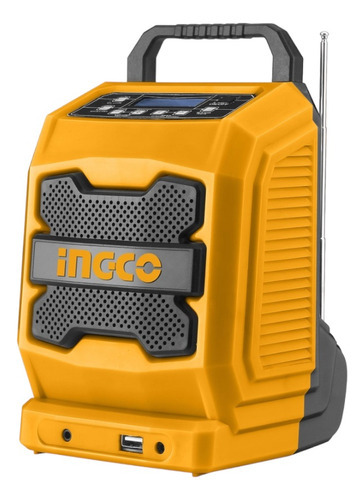 Radio Bluetooth Am/fm A Bateria 20v Ingco Cjrli2001 Ma Color Amarillo
