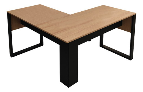 Mesa De Canto Para Escritorio Me4181 Amendoa Preto Tecno Mob Cor Marrom