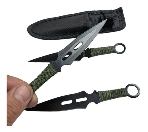 Imagen 3 de 3 de Kunai Set 3 Cuchillos Lanzar Balanceados Con Vaina 16,5 Cm