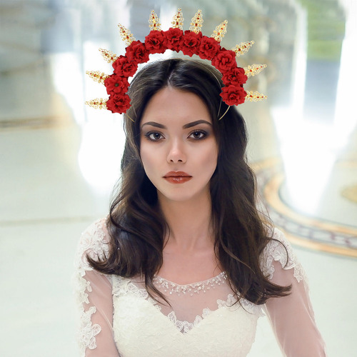 Tiaras De Boda Para Novia Con Corona De Flores De Doble Capa
