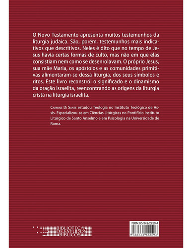 Liturgia Judaica - Fontes, Estrutura, Orações E Festas | Carmine Di Sante | Ed. Paulus