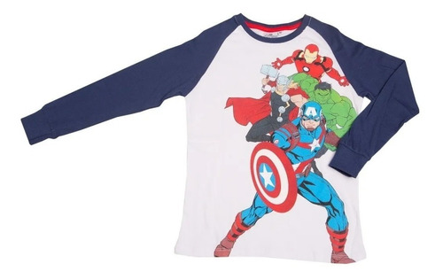 Remera Manga Larga Capitán América Marvel Disney Para Niños