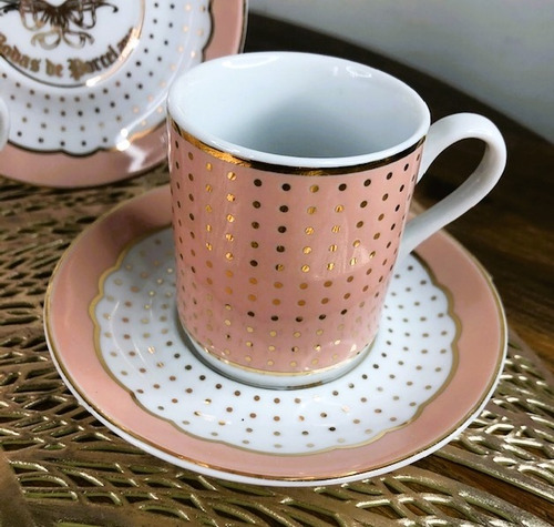 Imagem 2 de 3 de Jogo Casal Cafezinho Royal Rose Poa Bodas Porcelana 20 Anos
