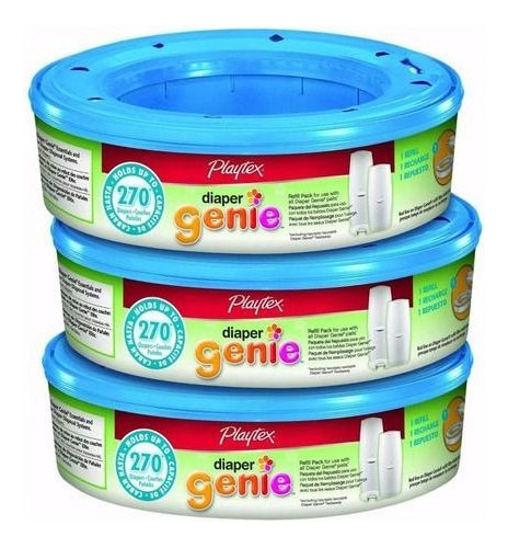 3 Refil Para Diaper Genie Kit 270 Sacos Cada