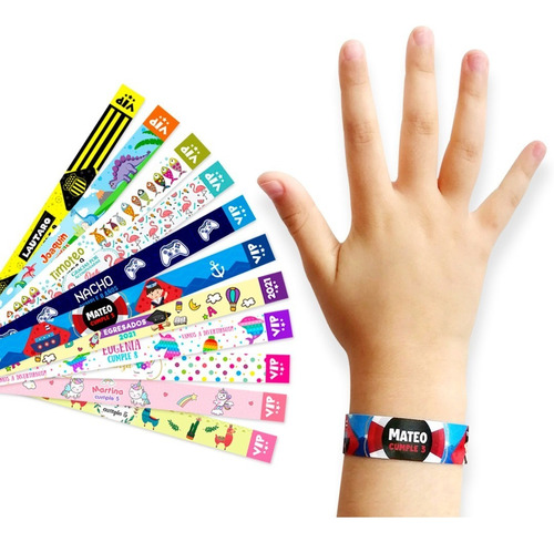 50 Pulseras Souvenir Sorpresitas Infantiles Personalizadas