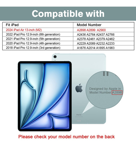 Funda Para iPad Air 13 M2 2024 iPad Pro 12.9 Ranura Lápiz