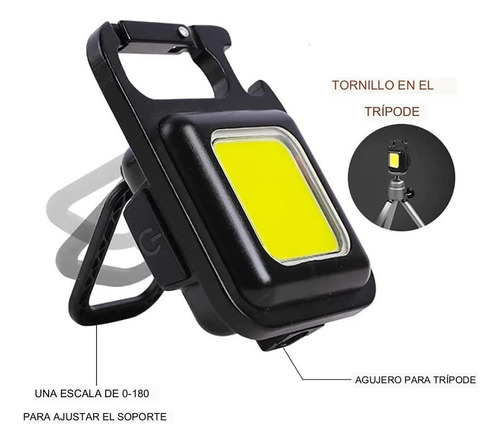 Imagen 4 de 7 de Mini Linterna Cob Led Portátil Recargable Usb Destapador