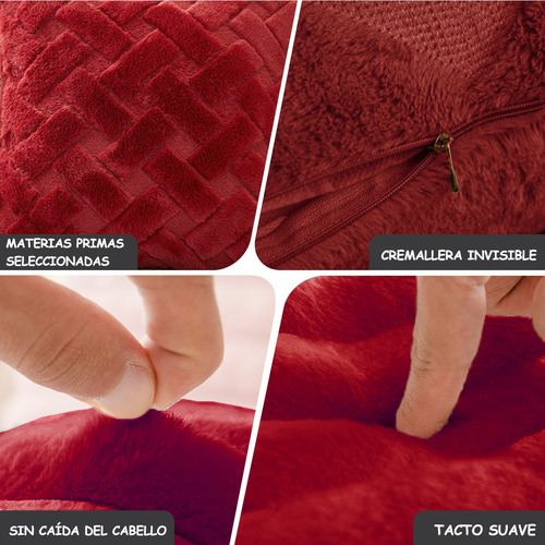 Funda De Cojín Universal De Felpa 45x45 Cm, 2 Piezas Rojo