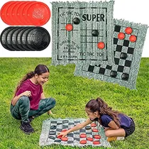 Comprar Joyin 3 En 1 Juego De Damas Gigantes Y Tic Tac Toe Con Tapet