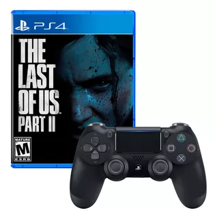 Mando Playstation 4 Dualshock Negro + The Last Of Us Ii