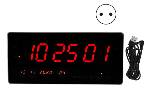 Reloj Digital Con Calendario Led De Pared, Simple Y Elegante