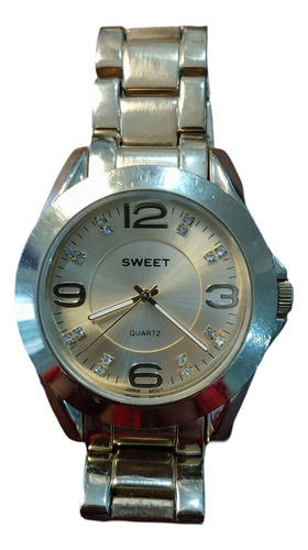 Reloj Pulsera Metálico Dorado Strass En Cuadrante Sweet Leer Dorado Dorado Dorado (Usado)