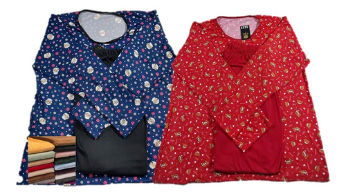 Kit 5 Conjunto Pijama Inverno Feminino Suede Longo Plus Size