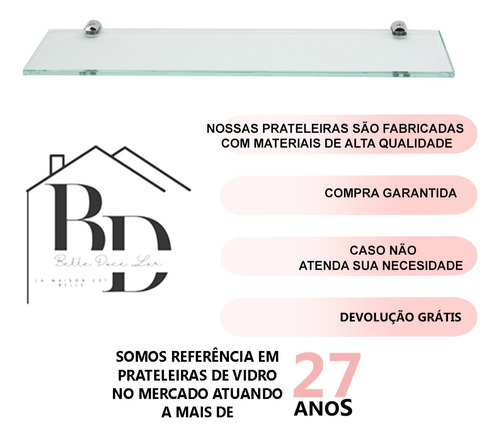 Kit 2 Prateleira Banheiro Vidro Suporte Porta Shampoo 40x10