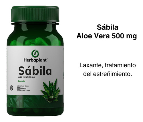 Sábila Aloe Vera Laxante Estreñimiento Herbaplant 30 Capsula