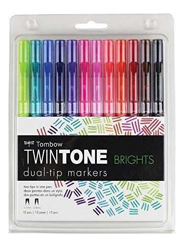 Marcadores Tombow 12 Cores Vibrantes Twintone