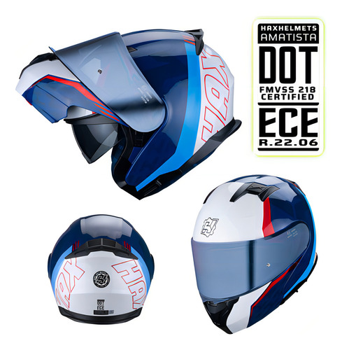 Hax Amatista Wind Casco Moto Color Azul/Blanco/Rojo Tamaño Del Casco Xl