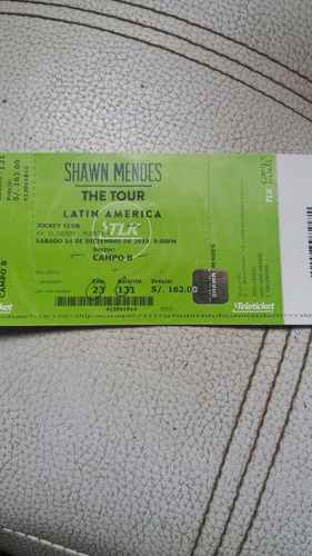 Imagen 1 de 1 de Vendo Campo B Shawn Mendes 2 Entradas