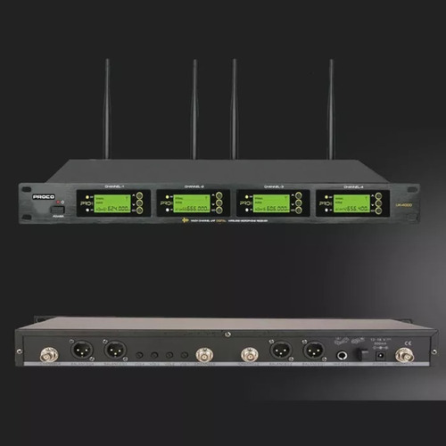 Proco Pr4000 Uhf Sistema De 4 Micrófonos Inalámbricos