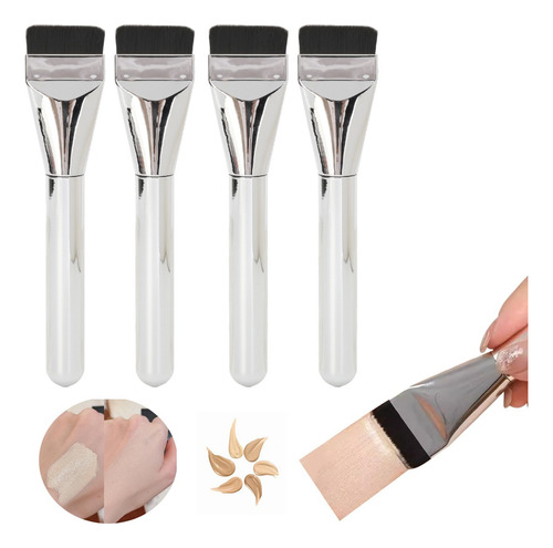 4 Brochas Plana De Maquillaje Faciales Para Base Corrector