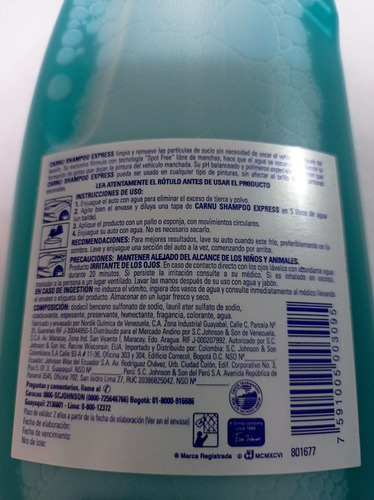 Shampoo Para Carro Carnu Express Secado Rápido
