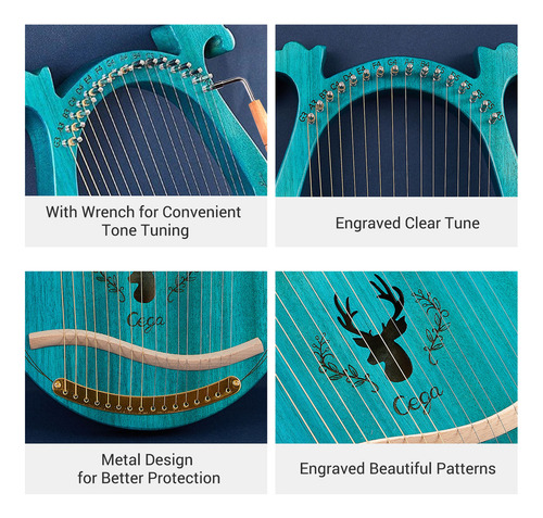 Llavero Lyre Harp Resonance De 16 Cuerdas De Madera