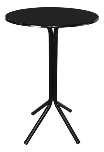 Mesa Mesinha Bistro Alta Estrutura Aço Tampo Mdf Cozinha Bar Cor Preto